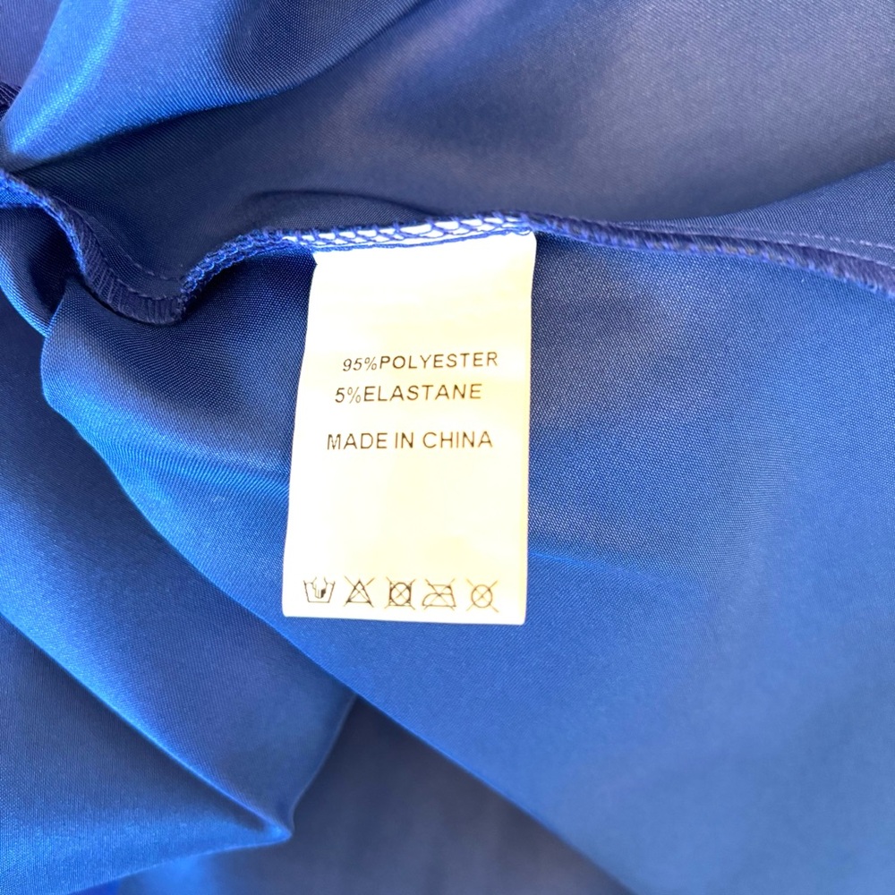 NEW, Royal Blue Dress, Blue Satin Dress, Prom, Dress with Belt NWOT, Size XS/0-2 - Picture 11 of 14